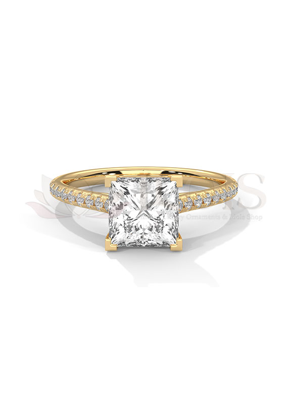 Royal Princess Cut Pave Diamond Engagement Ring